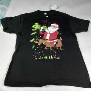 t-shirt Christmas black short sleeve large 42-44 Santa Claus Make It REIN